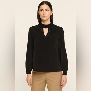 NAF NAF Black Blouse – Elegant Lace Trim & Keyhole Detail